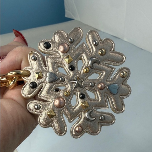 Coach Snowflake Bag Charm Rivet Stud Star Moon Keychain Gold Silver Holiday NWT - Picture 10 of 11